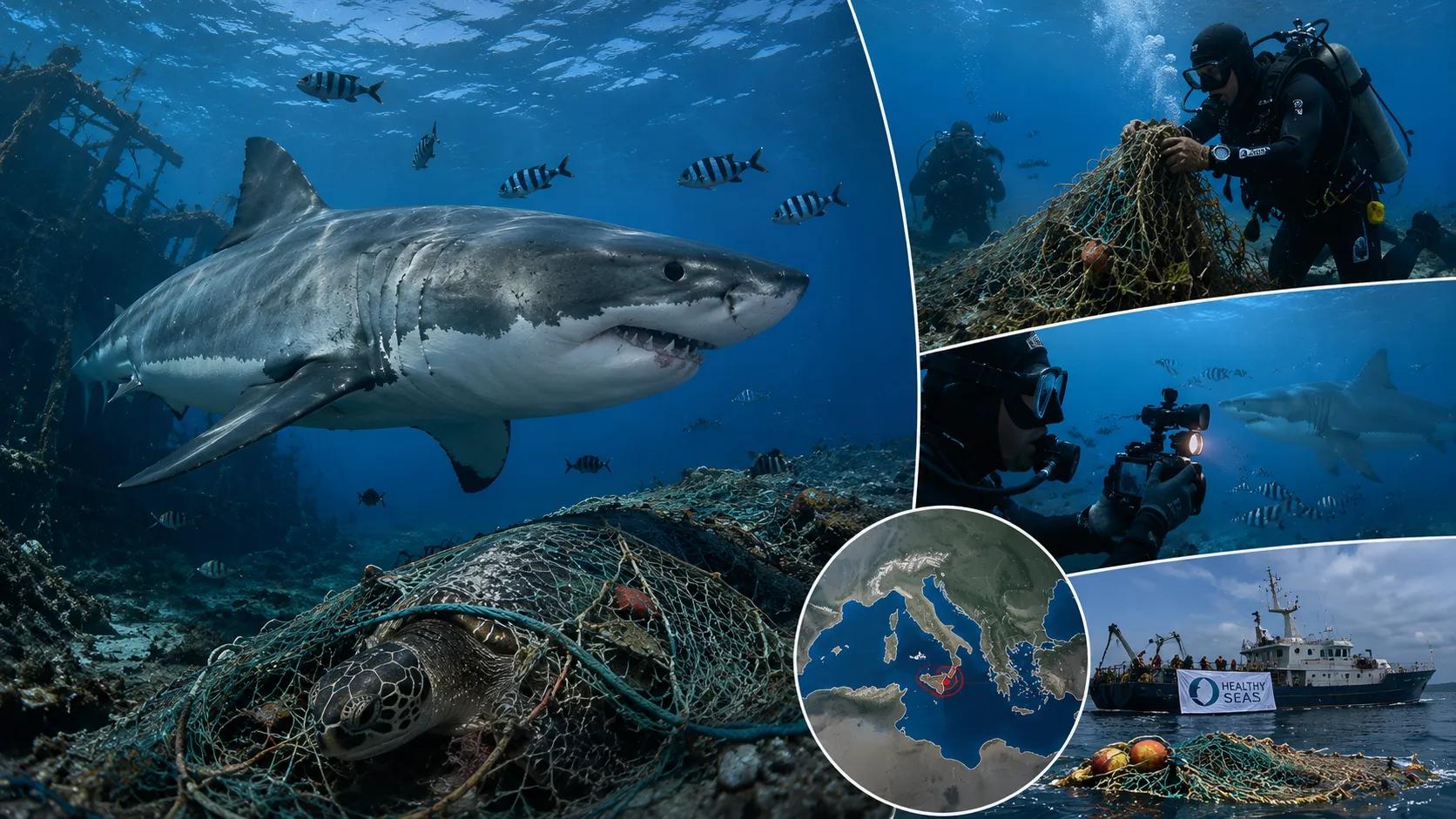 Great White Shark Filmed in Mediterranean
