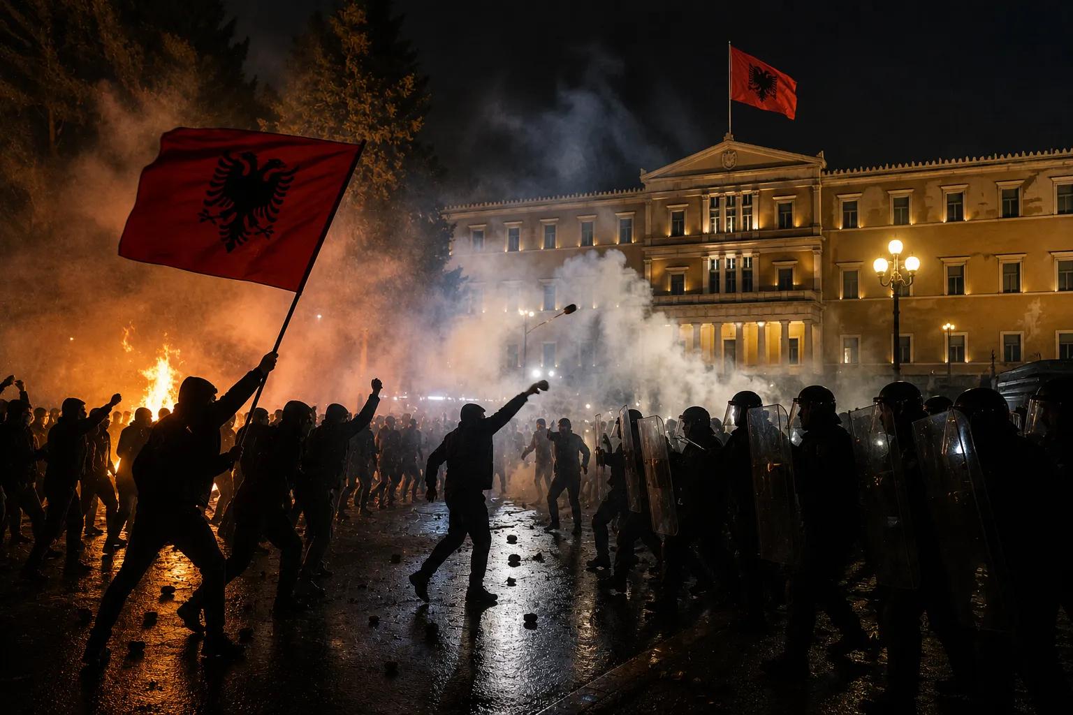 Police in Albania using water cannons as the protests against Trump linked resort escalate